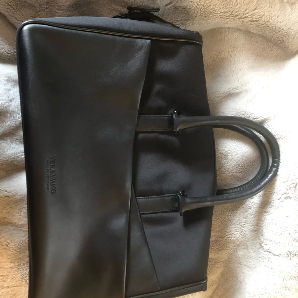 Vera Wang for Hartmann leather nylon hard rimmed carry bag overnight bag
